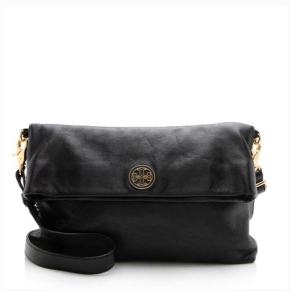 Tory Burch Dena 3in1 fold over crossbody bag in black leather